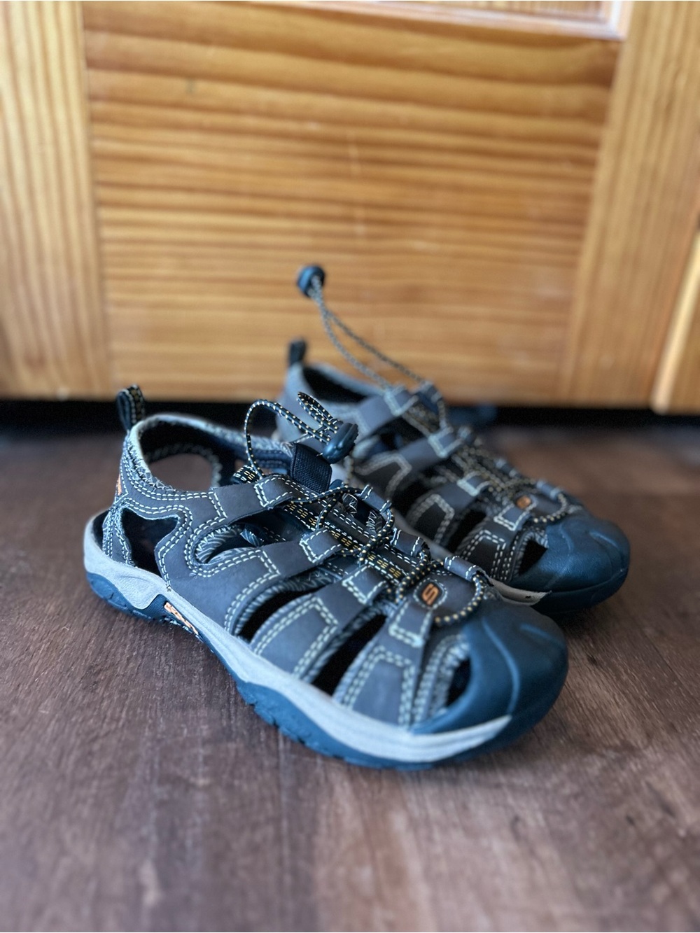 Skechers Kids Closed-Toe Sport Sandals in Charcoal Gray